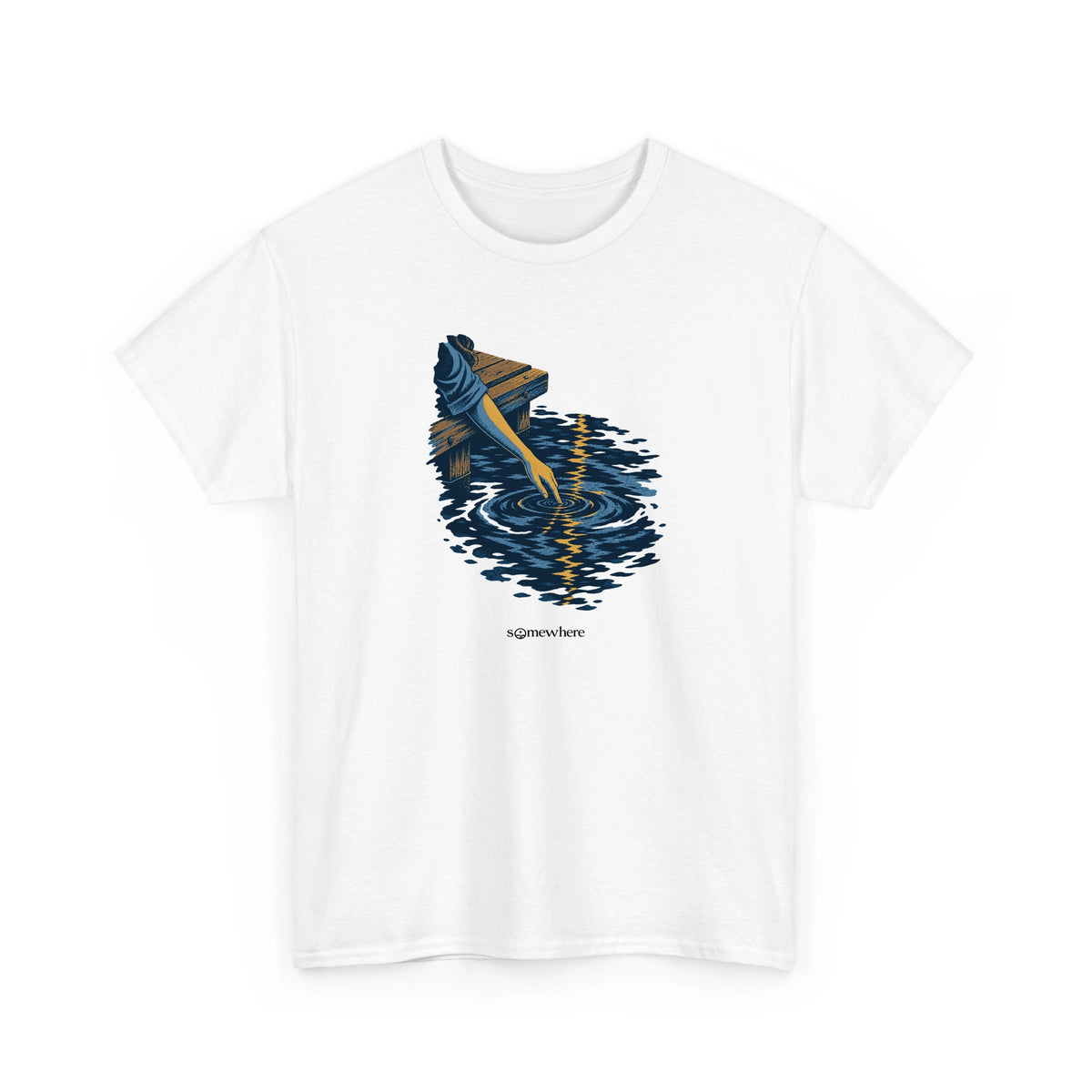Holding Light tee in White, front view