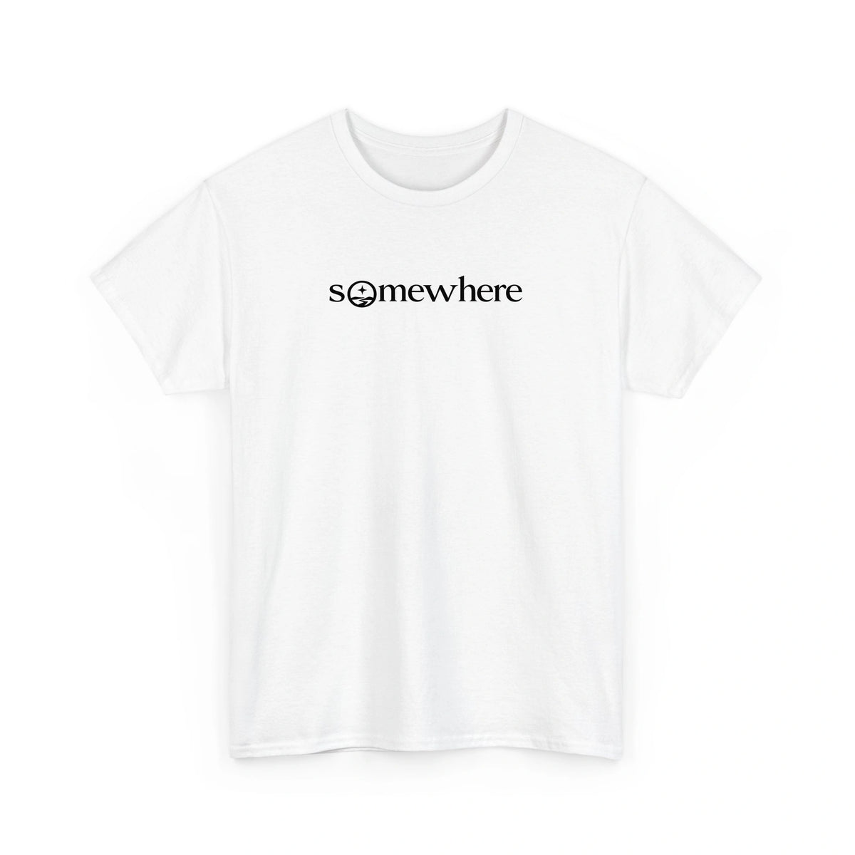Somewhere wordmark tee in White, front view