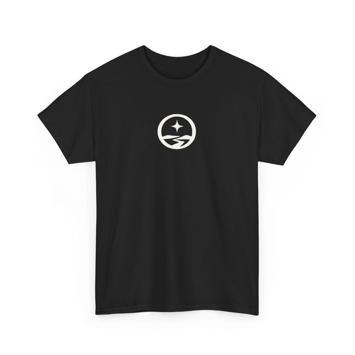 Somewhere Journey Mark tee in Black, front view