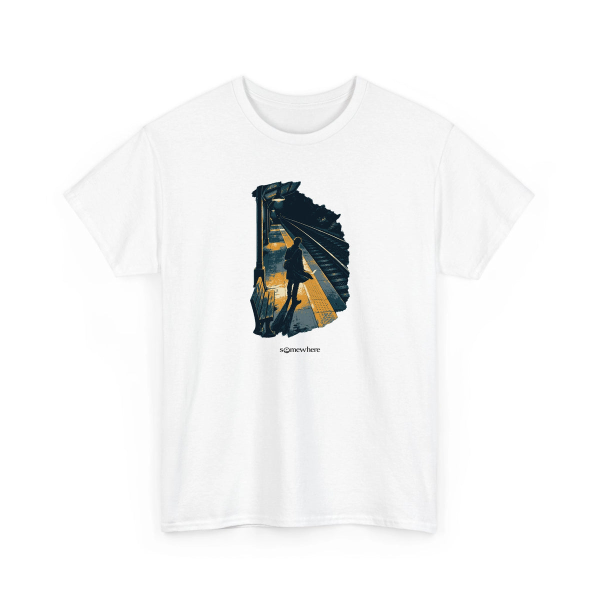 Last Train tee in White, front view