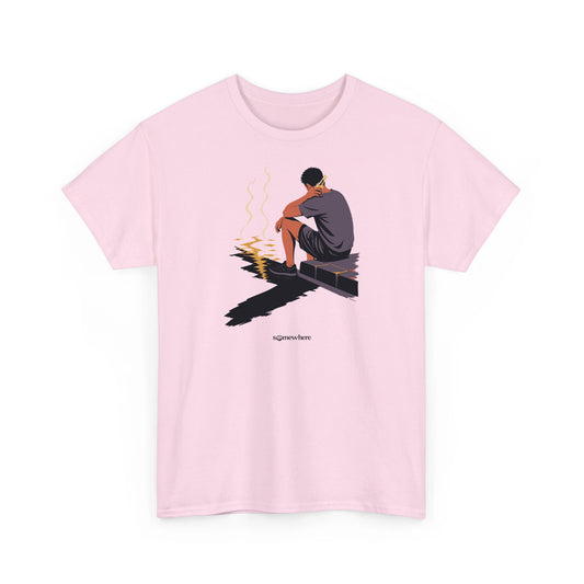Pavement Heat tee in Light Pink, front view